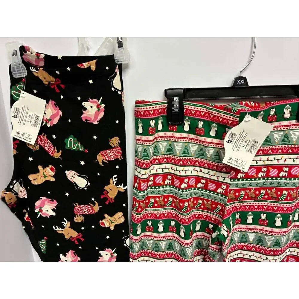 Holiday Time Girls Christmas Fair Isle & Unicorns Dogs Print‎ Leggings XXL